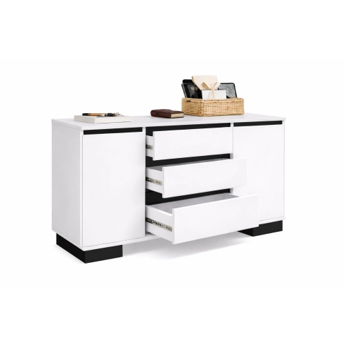 Komoda 2D3S BIA ALFA Komoda Biała z Szufladami do Salonu, Sypialni 145 cm